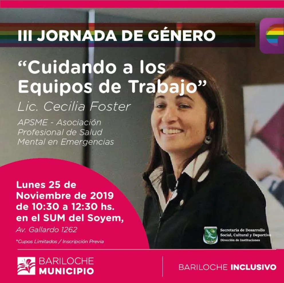 3º Jornada de Género: Cecilia Foster brindará una charla en Bariloche
