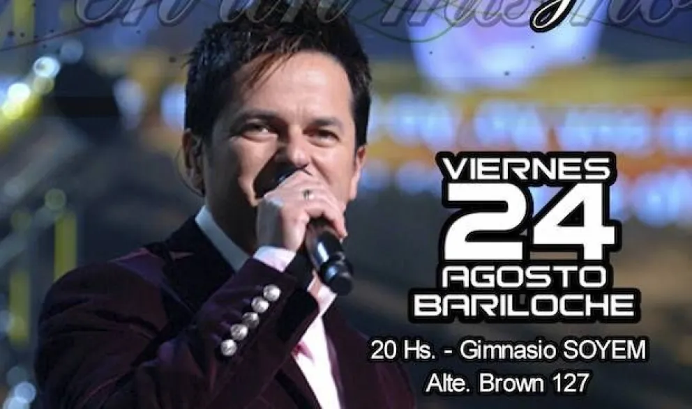 El cantante Danilo Montero se presenta hoy en Bariloche