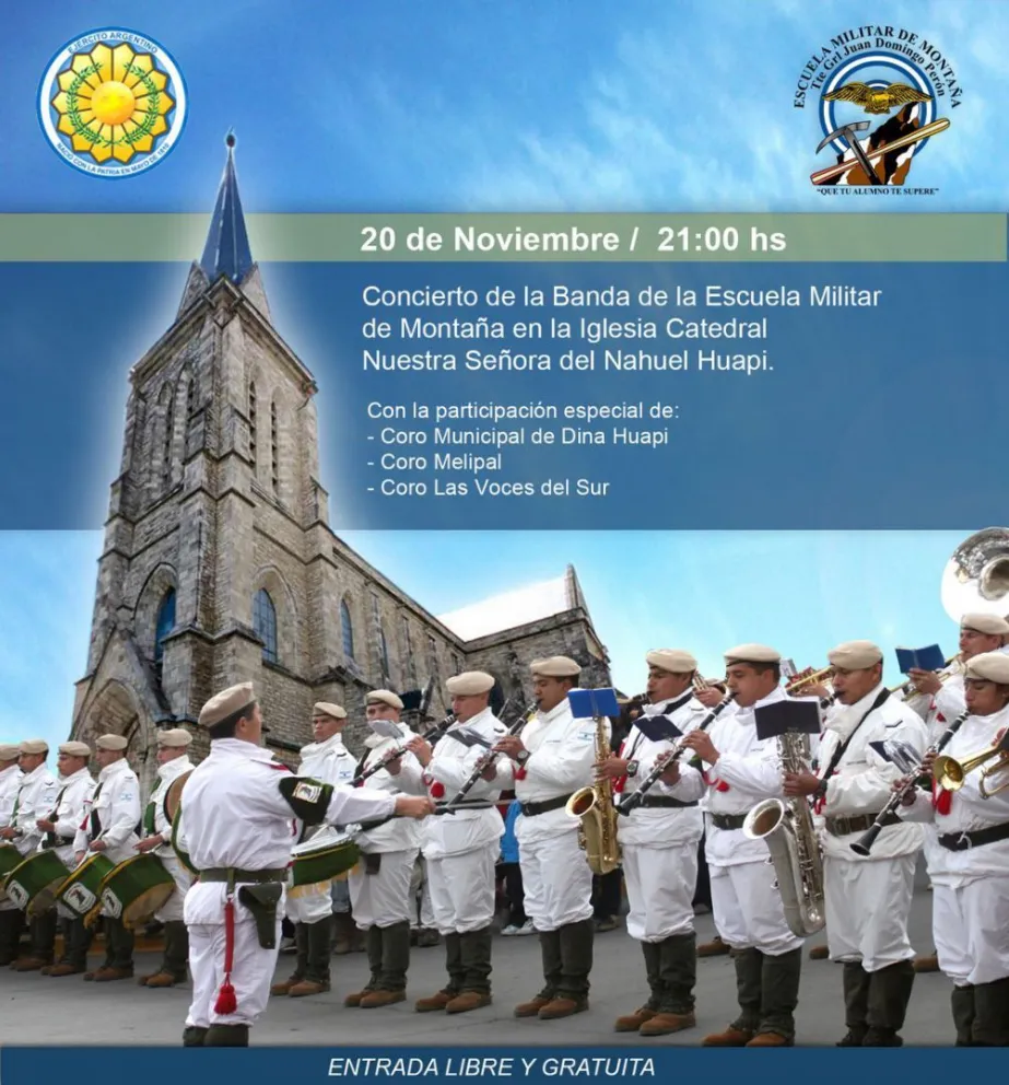 La Banda de la Escuela Militar de Montaña brindará un concierto en la Catedral