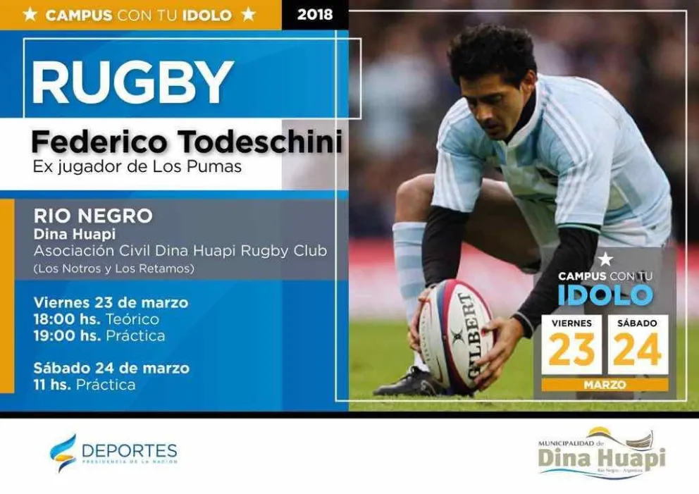 Un "Puma" visitará la cancha de Dina Huapi Rugby Club