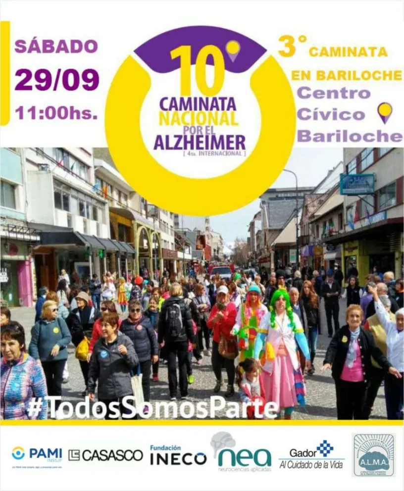 Invitan a la 3ª Caminata por el Alzheimer en Bariloche